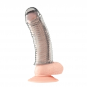 Текстурированная насадка на пенис Clear Textured Penis Enhancing Sleeve Extension - 16,5 см. - BlueLine - в Москве купить с доставкой