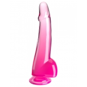 Розовый фаллоимитатор с мошонкой на присоске 10’’ Cock with Balls - 27,9 см. - Pipedream