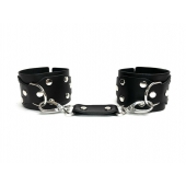 Черные кожаные наручники Sex Game - БДСМ Арсенал - купить с доставкой в Москве
