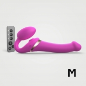 Ярко-розовый безремневой страпон Multi Orgasm Size M с клиторальной стимуляцией - Strap-on-me - купить с доставкой в Москве