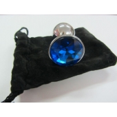 Анальное украшение BUTT PLUG  Small с синим кристаллом - 7 см. - Anal Jewelry Plug - купить с доставкой в Москве