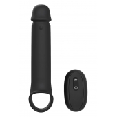 Черная насадка-удлинитель с вибрацией Vibrating Extender With Remote - Dream Toys - в Москве купить с доставкой