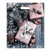 Новогодний пакет с принтом в виде подарков и вырубной ручкой (45х38 см) - Сима-Ленд - купить с доставкой в Москве