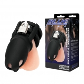 Черная клетка для пениса Silicone Small 2 in Cock Cage With Ball Divider - BlueLine - купить с доставкой в Москве