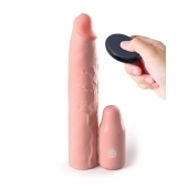 Телесная вибронасадка на член 3  Vibrating Mega X-tension with Remote - 22,9 см. - Pipedream - в Москве купить с доставкой