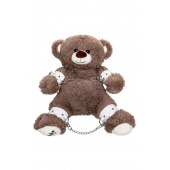 Бондажный набор: бурый мишка с белыми оковами и наручниками - Pecado - купить с доставкой в Москве