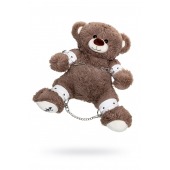 Бондажный набор: бурый мишка с белыми оковами и наручниками - Pecado - купить с доставкой в Москве