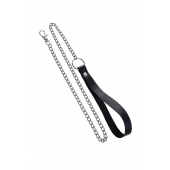 Поводок с ручкой из черной натуральной кожи и карабином для ошейника - Pecado - купить с доставкой в Москве