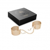 Дизайнерские золотистые наручники Desir Metallique Handcuffs Bijoux - Bijoux Indiscrets - купить с доставкой в Москве