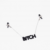 Зажимы на соски с кожаной подвеской Bitch - Crazy Handmade - купить с доставкой в Москве