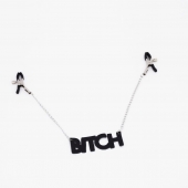 Зажимы на соски с кожаной подвеской Bitch - Crazy Handmade - купить с доставкой в Москве
