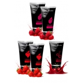 Набор из 5 съедобных лубрикантов JUJU (клубника х 2, малина х 2, вишня) - JuJu - купить с доставкой в Москве