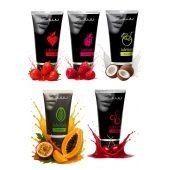 Набор из 5 съедобных лубрикантов JUJU (клубника, малина, тропические фрукты, вишня, кокос) - JuJu - купить с доставкой в Москве