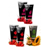 Набор из 5 съедобных лубрикантов JUJU (клубника х 2, малина х 2, тропические фрукты) - JuJu - купить с доставкой в Москве