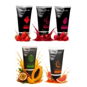 Набор из 5 съедобных лубрикантов JUJU (клубника, малина, тропические фрукты, вишня, грейпфрут) - JuJu - купить с доставкой в Москве