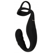 Черное эрекционное кольцо со стимуляцией промежности и анальной пробкой Cock Ring with RC Prostate Plug - Orion - в Москве купить с доставкой