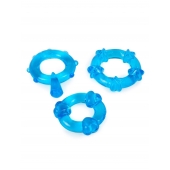 Набор из 3 синих эрекционных колец с различным рельефом - Erowoman-Eroman - в Москве купить с доставкой