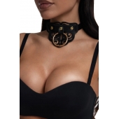 Черный чокер с клепками и золотистой фурнитурой - Crazy Handmade - купить с доставкой в Москве