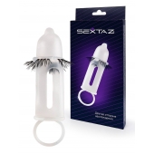 Эластичная насадка на пенис с подхватом мошонки и стимулирующими «ресничками» - Sextaz - в Москве купить с доставкой