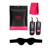 Черно-розовый эротический набор: маска, наручники и повязка - Erokay - купить с доставкой в Москве