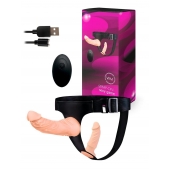 Женский страпон с 2 насадками, вибрацией и пультом ДУ - Erowoman-Eroman - купить с доставкой в Москве