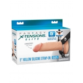 Телесный пустотелый фаллопротез 5’’ Hollow Silicone Strap-On - 14 см. - Pipedream - купить с доставкой в Москве