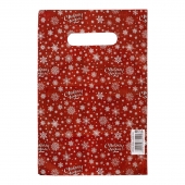 Красный подарочный новогодний пакет с вырубной ручкой (20х30 см) - Сима-Ленд - купить с доставкой в Москве