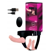 Женский страпон с 3 насадками и вибрацией - Erowoman-Eroman - купить с доставкой в Москве