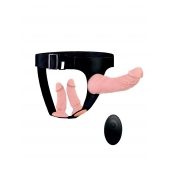 Женский страпон с 3 насадками и вибрацией - Erowoman-Eroman - купить с доставкой в Москве