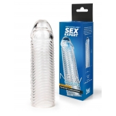 Прозрачная закрытая насадка на пенис с ребрышками - 16 см. - Sex Expert - в Москве купить с доставкой