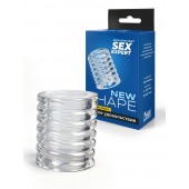 Прозрачная сквозная насадка на пенис с ребрышками - Sex Expert - в Москве купить с доставкой