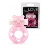 Розовое эрекционное виброкольцо в форме мишки - 1137 - в Москве купить с доставкой