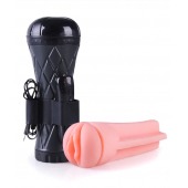 Телесный мастурбатор-вагина в черной колбе с вибрацией - Boys of Toys - в Москве купить с доставкой