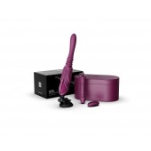 Фиолетовая секс-машина с функцией нагрева, насадками и присоской Sesh - Zalo - купить с доставкой в Москве