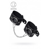 Черные оковы из толстой кожи с люверсами - Pecado - купить с доставкой в Москве