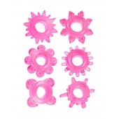 Набор из 6 розовых эрекционных колец с различным рельефом - Erowoman-Eroman - в Москве купить с доставкой