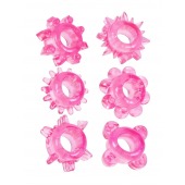 Набор из 6 розовых эрекционных колец с различным рельефом - Erowoman-Eroman - в Москве купить с доставкой