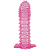 Гелевая розовая насадка с шипами - 12 см. - Toyfa Basic - в Москве купить с доставкой