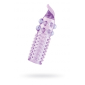 Гелевая фиолетовая насадка с шариками, шипами и усиком - 11 см. - Toyfa Basic - в Москве купить с доставкой
