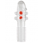 Гелевая прозрачная насадка с шариками и шипами - 14 см. - Toyfa Basic - #SOTBIT_REGIONS_UF_V_REGION_NAME# купить с доставкой