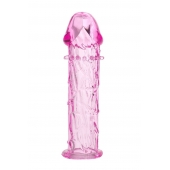 Гладкая розовая насадка с усиками под головкой - 12,5 см. - Toyfa Basic - в Москве купить с доставкой