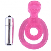 Розовая вибронасадка со стимулятор клитора   Язычок - Toyfa Basic - в Москве купить с доставкой