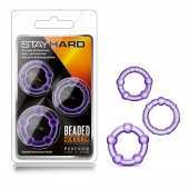 Набор из 3 фиолетовых эрекционных колец Stay Hard Beaded Cockrings - Blush Novelties - в Москве купить с доставкой