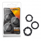 Набор из 3 чёрных эрекционных колец Stay Hard Beaded Cockrings - Blush Novelties - в Москве купить с доставкой