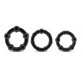 Набор из 3 чёрных эрекционных колец Stay Hard Beaded Cockrings - Blush Novelties - в Москве купить с доставкой