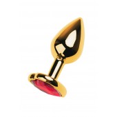 Золотистая анальная пробка с кристаллом-сердцем - 7,5 см. - ToyFa - купить с доставкой в Москве