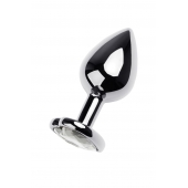 Серебристая анальная пробка с прозрачным кристаллом-сердцем - 8 см. - ToyFa - купить с доставкой в Москве