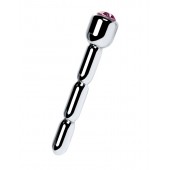 Серебристый уретральный плаг со стразом - 7 см. - ToyFa - купить с доставкой в Москве