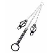 Черно-серебристые зажимы для сосков с кольцом для пениса TOYFA Metal - ToyFa - купить с доставкой в Москве