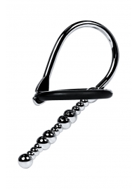 Серебристый уретральный плаг-бусины TOYFA Metal с мягким фиксириющим кольцом - ToyFa - купить с доставкой #SOTBIT_REGIONS_UF_V_REGION_NAME#